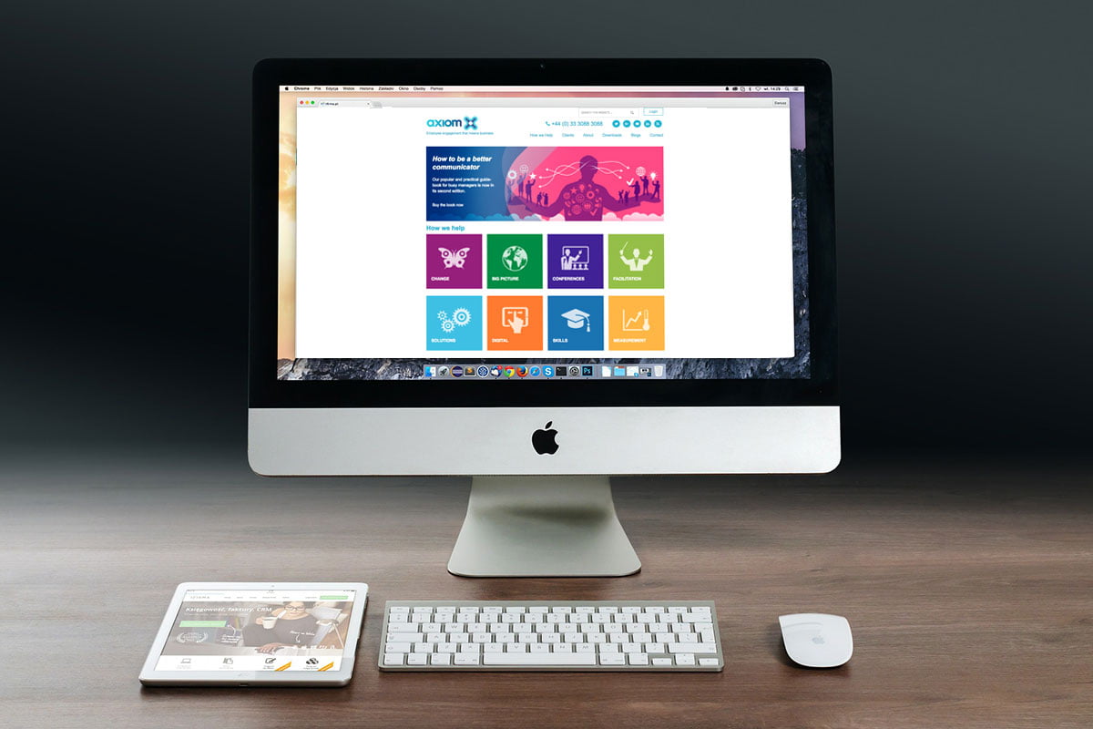 Axiom Communications new website 2014 on Apple Mac desktop