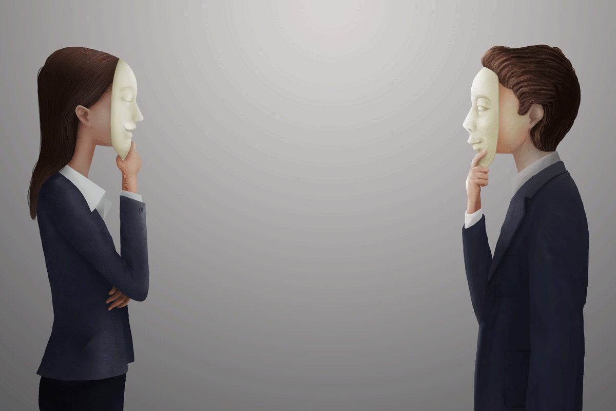 Business man and woman with masks | Axiom Communications