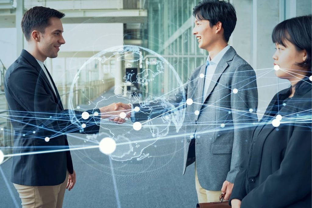 People shaking hands before meeting