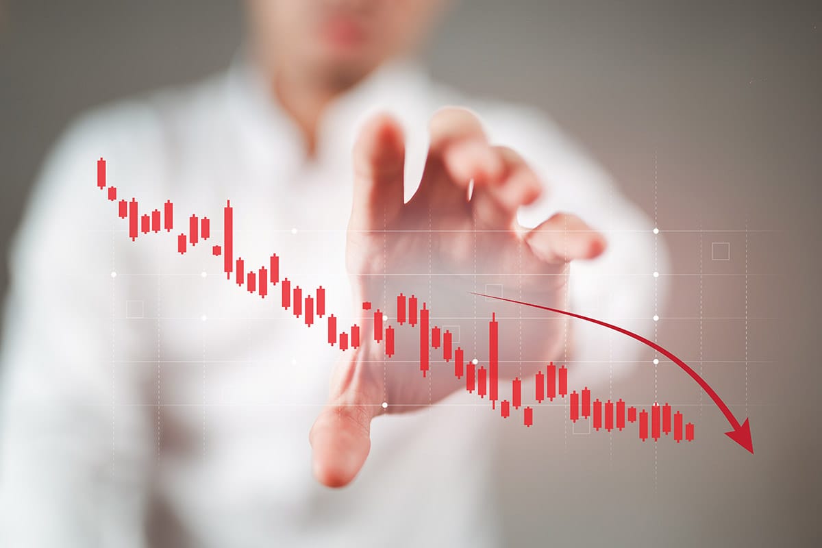Hand reaching out to performance graph